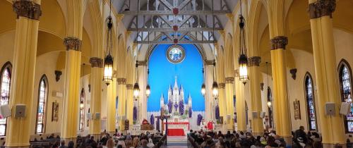 Main nave of the upper church during holy week