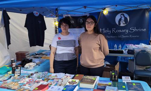 Alex and Monique helping at the bookstore